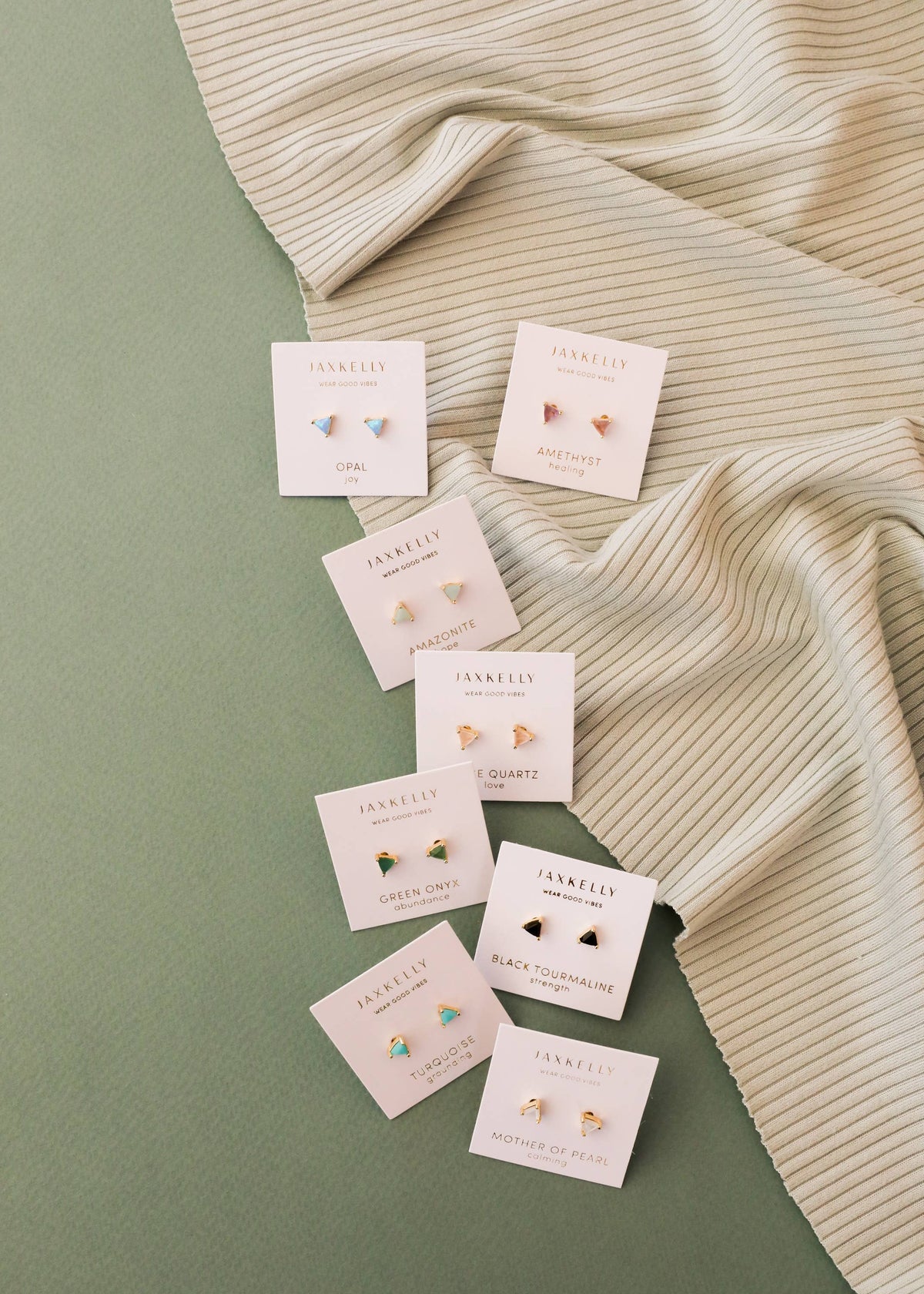 Mini Energy Gem - Mother of Pearl - Gold Earrings