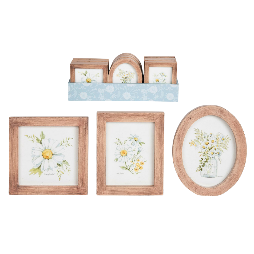 Spring Daisy Wall Art Set of 12 MDF Framed Decor