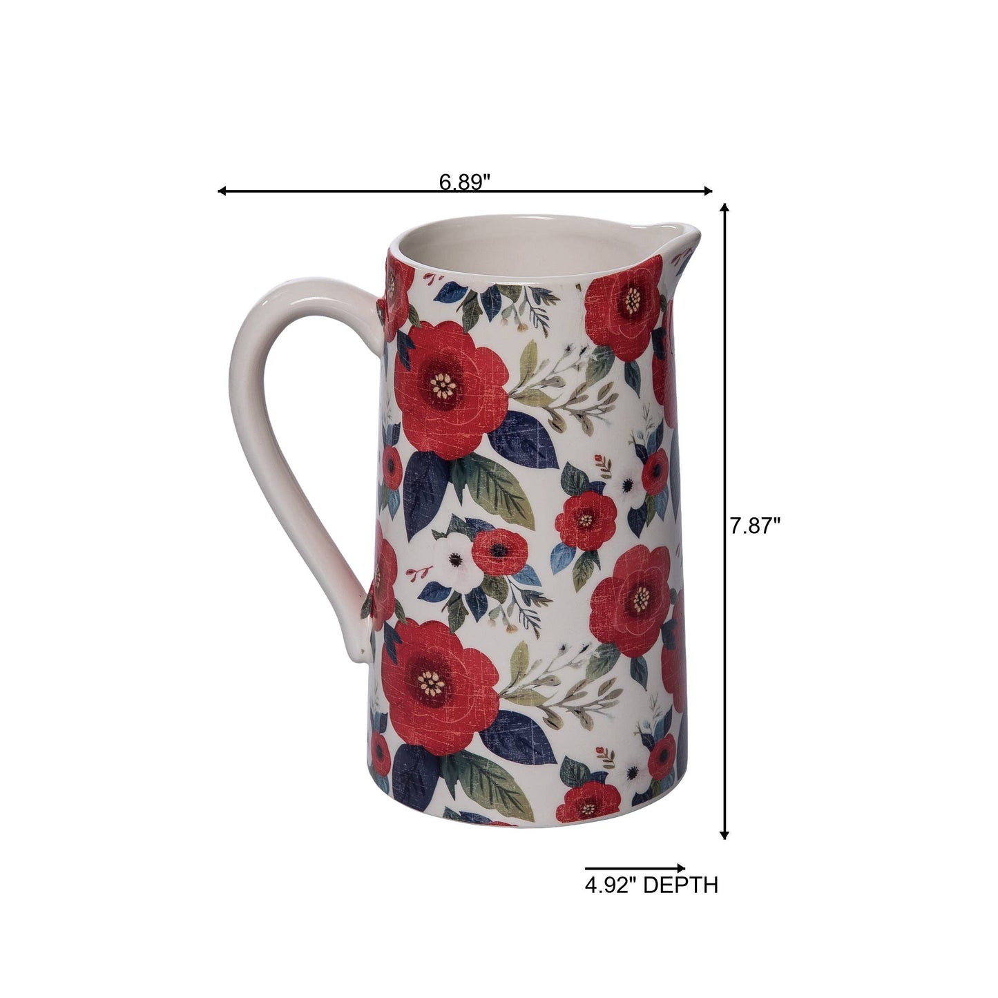Patriotic Floral Ceramic Pitcher - B&B Design