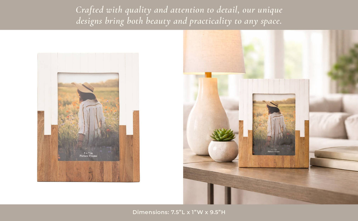 Resin 2-Toned Picture Frame - Natural/White, 5x7 in.