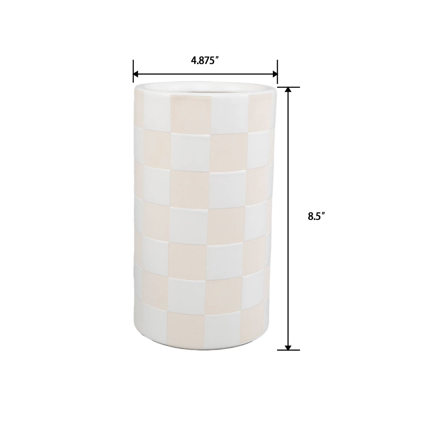 Neutral Checkered Ceramic Vase
