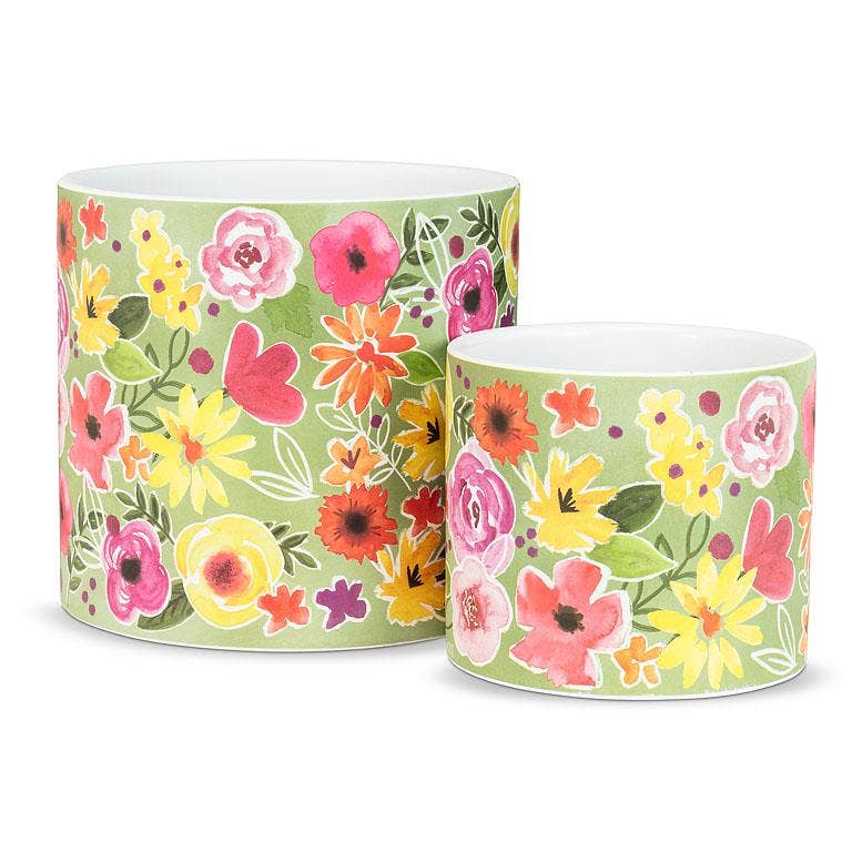 Lg Bold Floral Planter-6.5"H