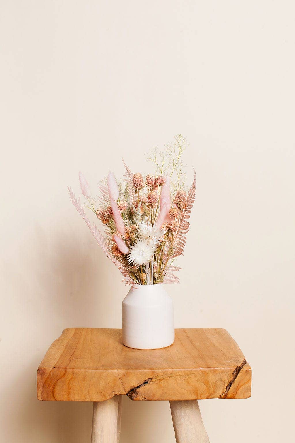 Blush, Green & White Dried Flower Mini Bouquet