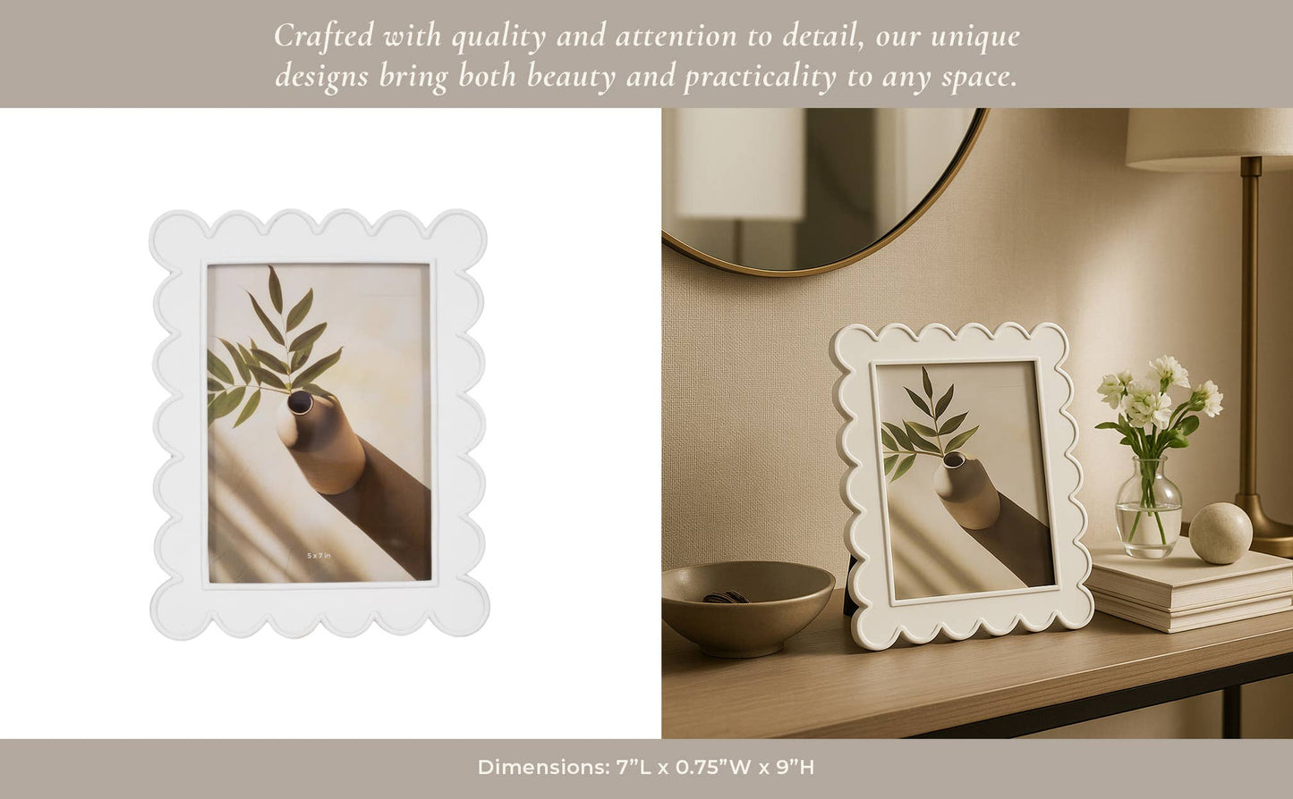 Photo Frame - Resin with Decorative Scalloped Edge