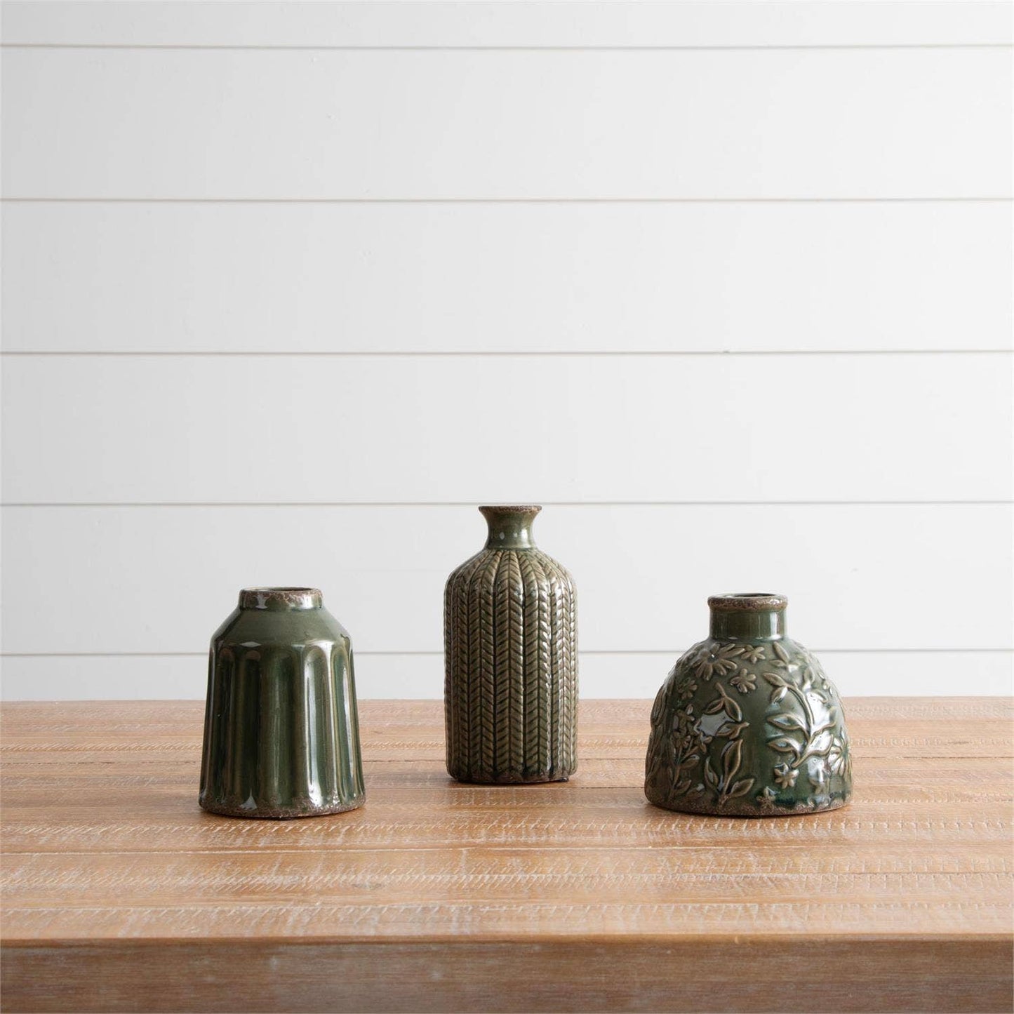 Textured Pattern Vases, Sm Green (Pk/03 Ast)