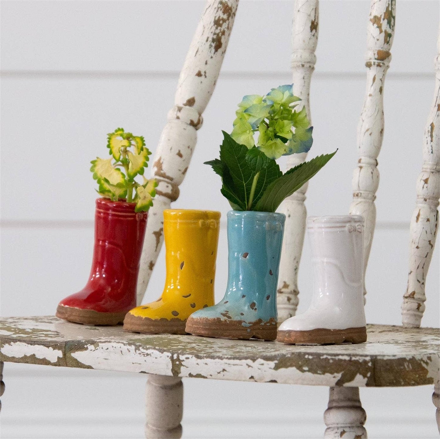 Mini Ceramic Boot Vases, Bright Colors (Pk/04 Ast)