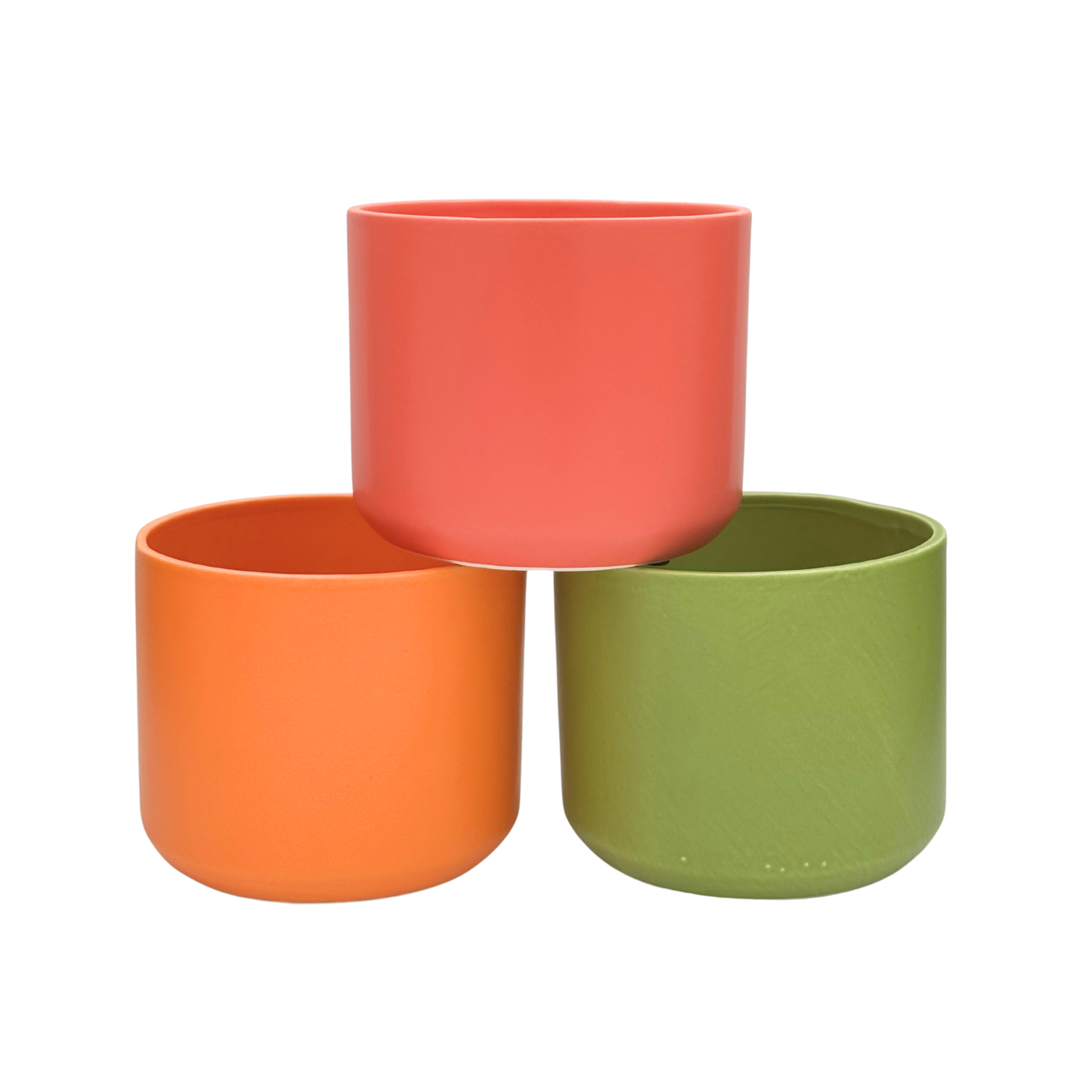 5.15"D Addey Ceramic Cylinder Pots - Assorted Citrus Set