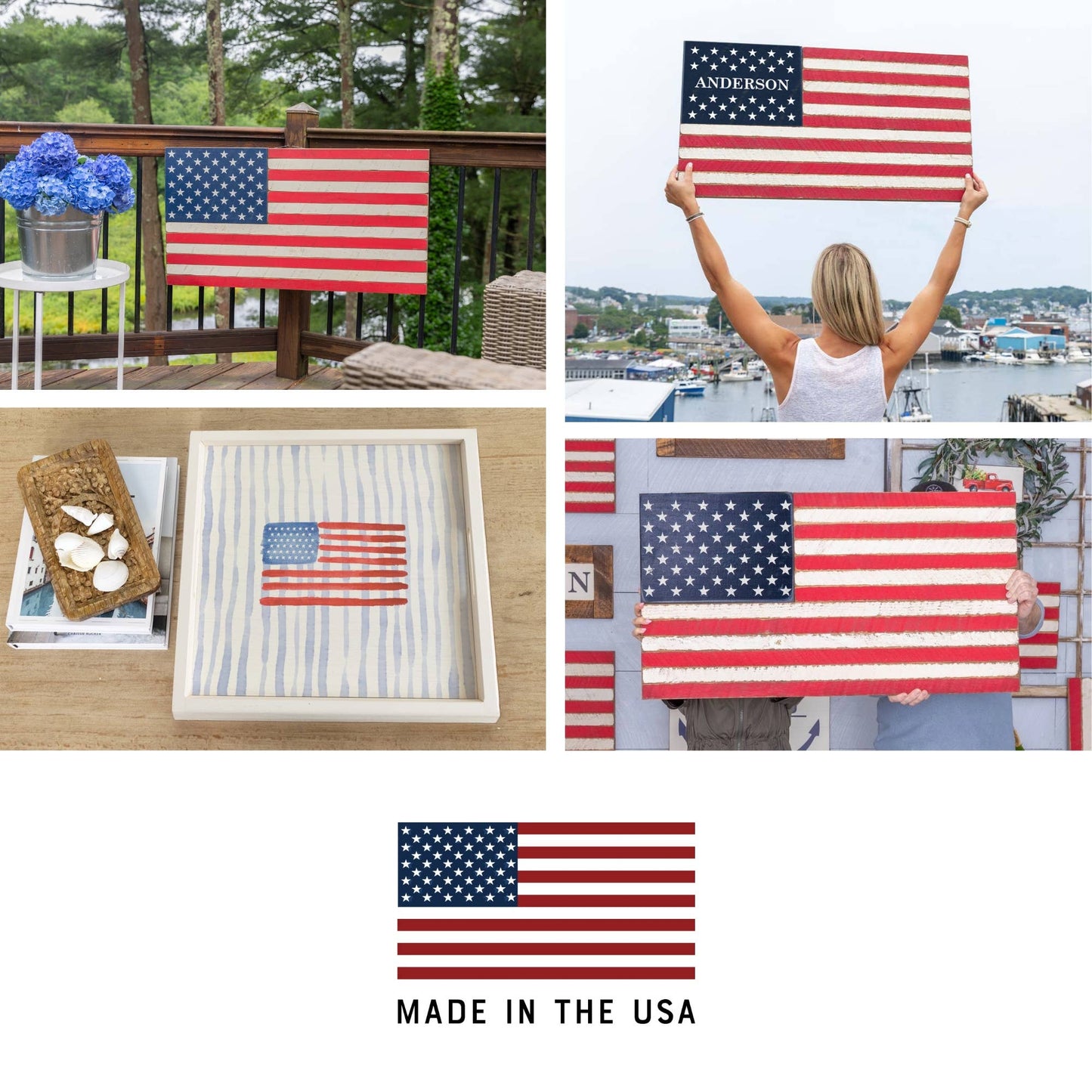 American Flag Floral Twine Sign