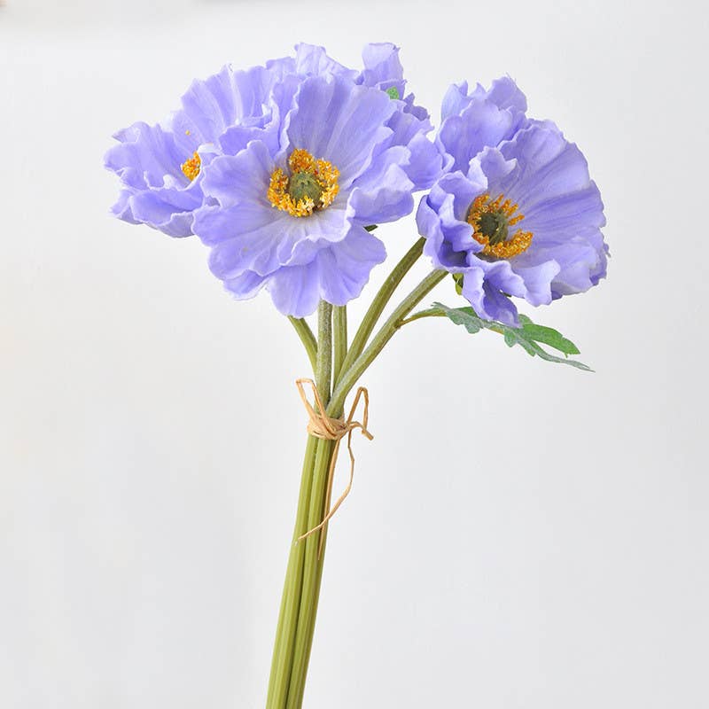 12‘’T Faux PU Real Touch Poppy Bunch, Spring Poppy Flowers