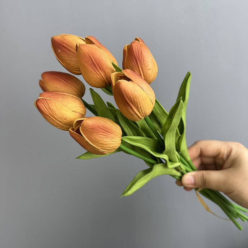 Faux PU Real Touch Tulip Flower Bunch, Spring Tulip Set of 7