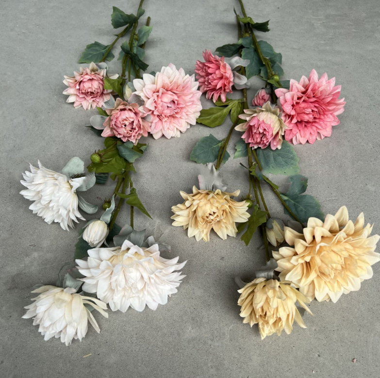28''T Faux Silk Dahlia Flower Spray, Spring/Summer Dahlias