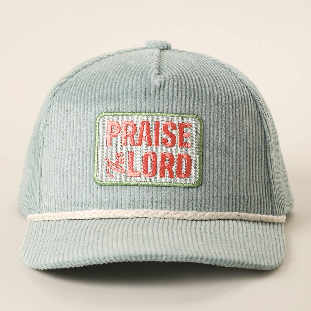 PRAISE THE LORD Embroidered Patch Corduroy Trucker Hat