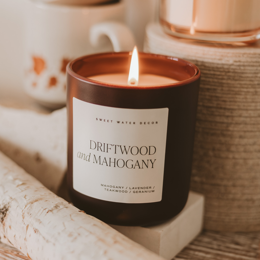 *NEW* Driftwood and Mahogany 15 oz Candle, Matte Jar - Gifts