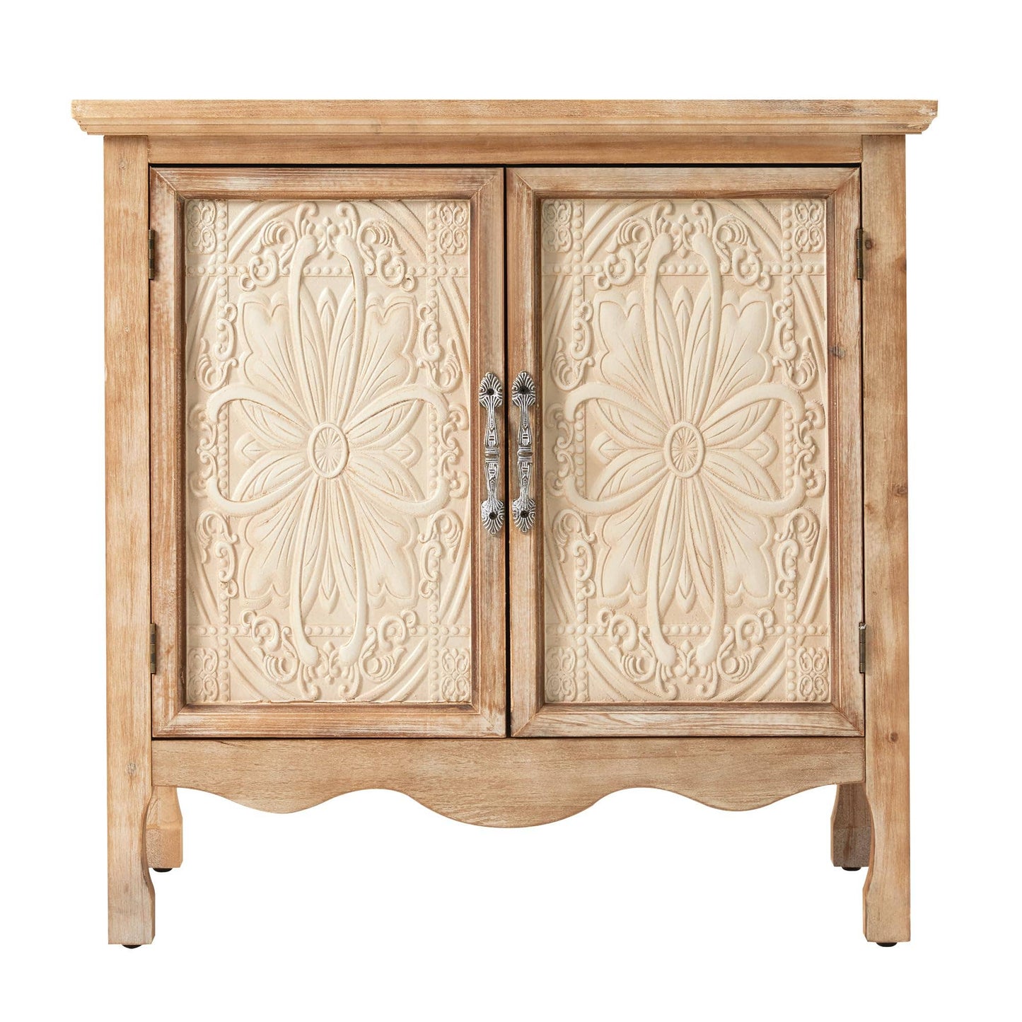 Farmhouse Storage Cabinet with Flower Pattern