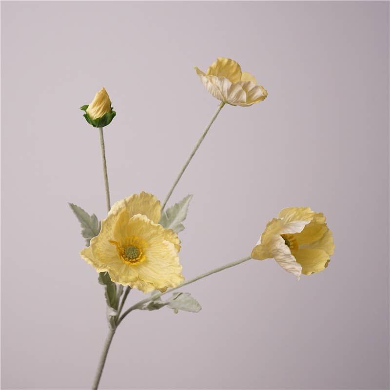 24''T Real Touch Poppy Flower, Single Poppy Stem, Pink/White