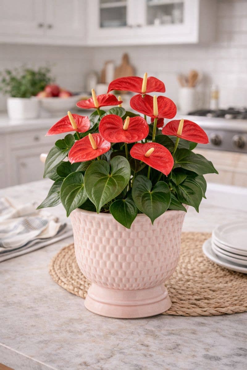 Pink Textured Pedestal Planter — Diamond Pattern -#22621