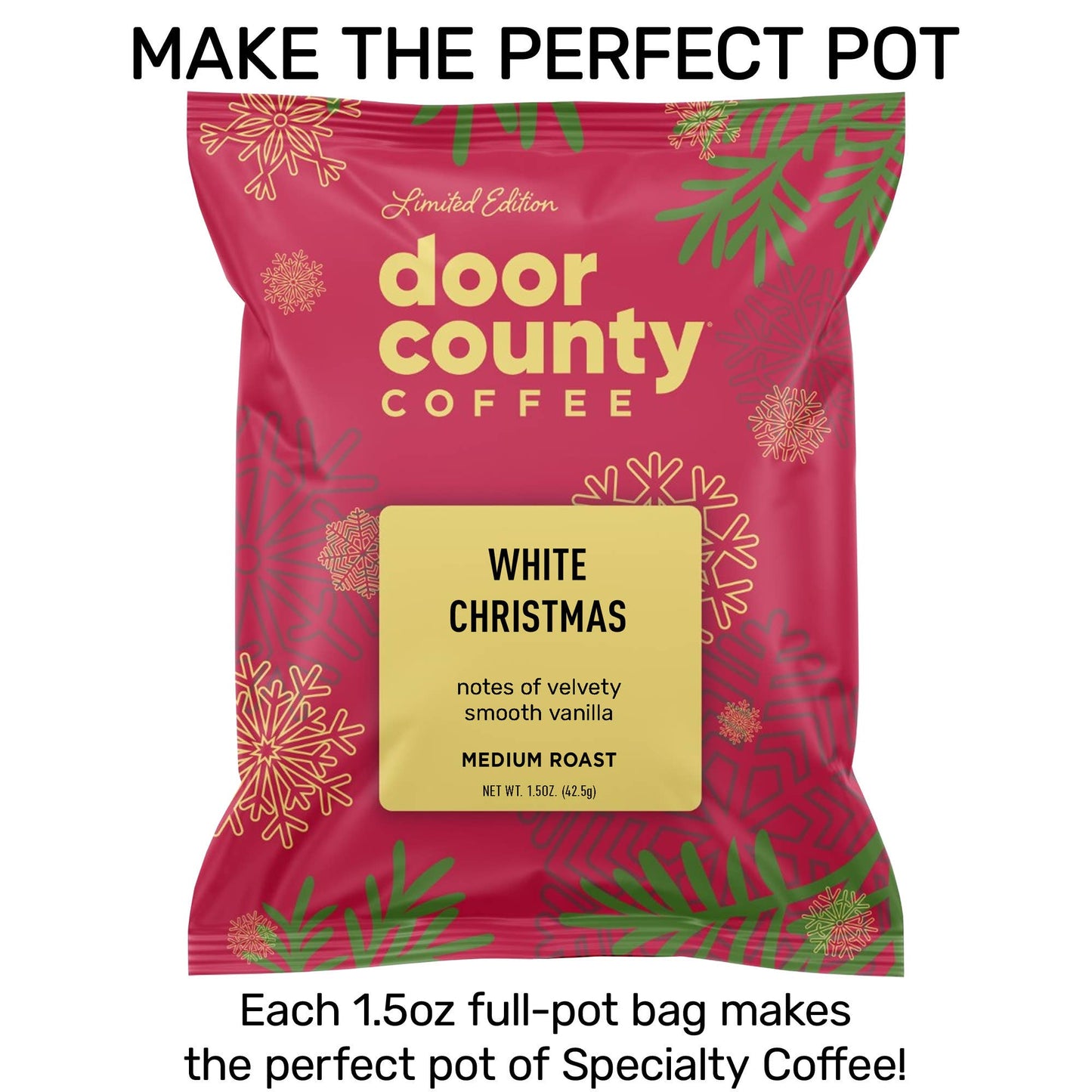 White Christmas HOLIDAY Flavored Coffee, 1.5oz, 6 pack