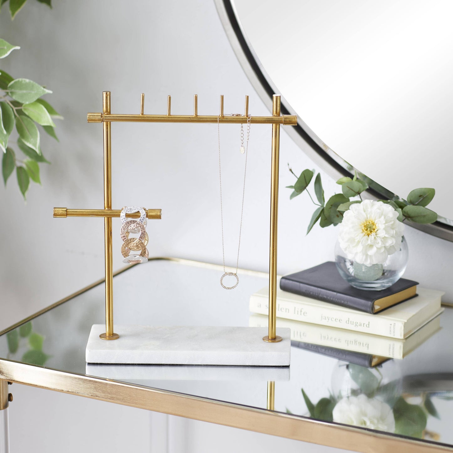 Modern Gold Marble Jewelry Stand