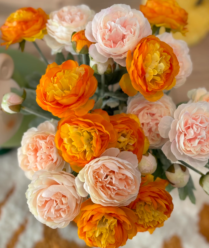 19'' Silk Ranunculus Single Spray Flowers, Spring Ranunculus
