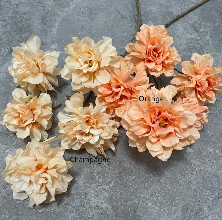 29''T Silk Hibiscus Peony Flower Stem, Boho Warm Brown Beige