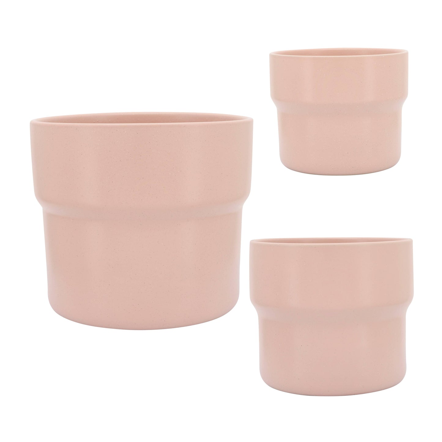 Planters Set of 3 - Pink Ceramic Round Mushroom, 7/9/10 in.