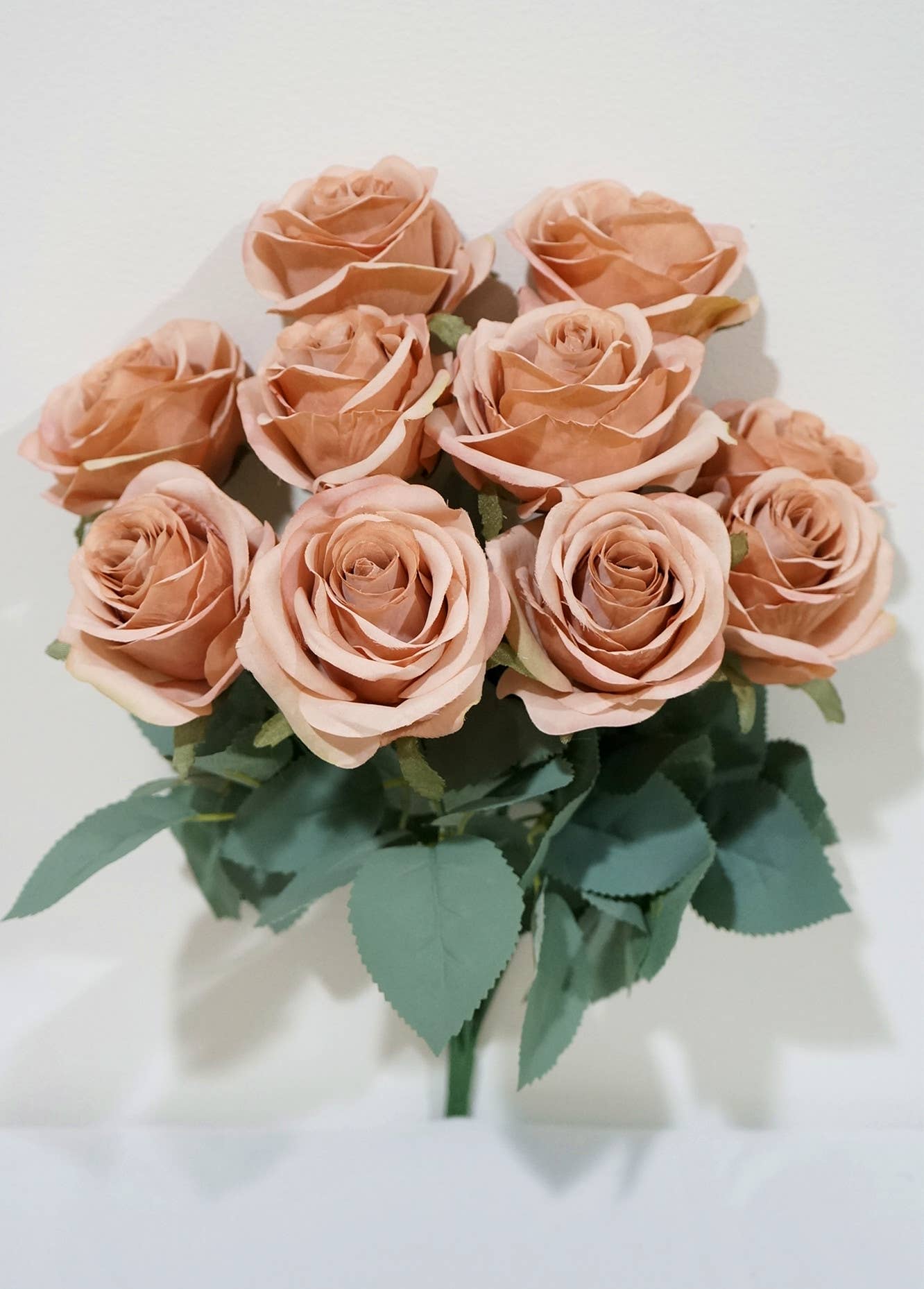 Princess Diana Rose Silk Artificial Flower Bunch, 10 Heads