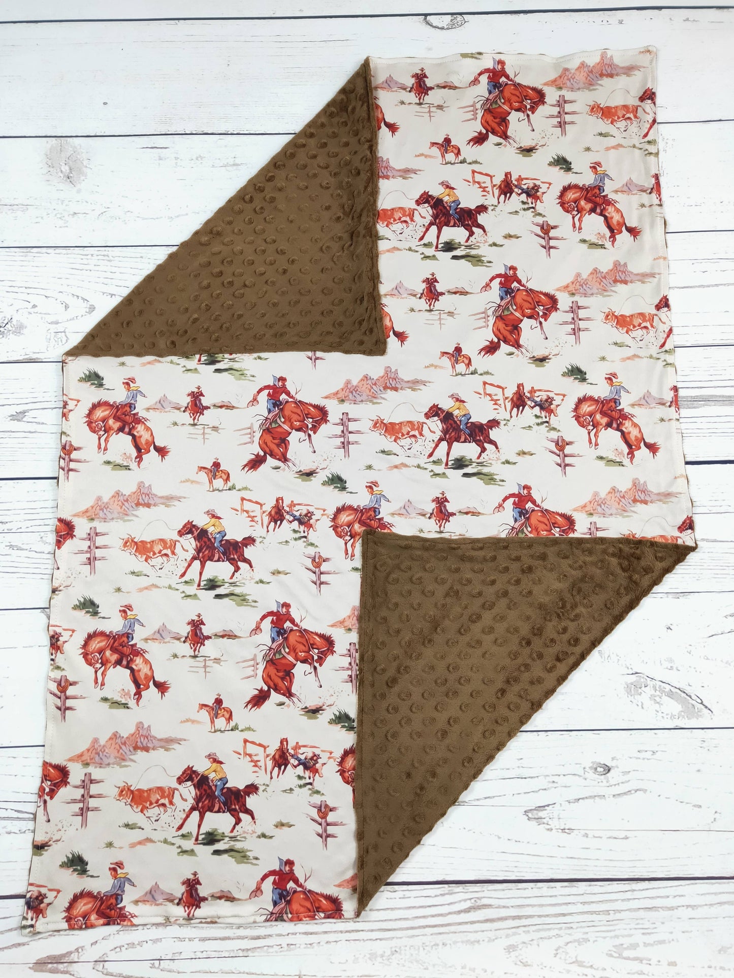 Baby Brown Minky Rodeo Western Blankets