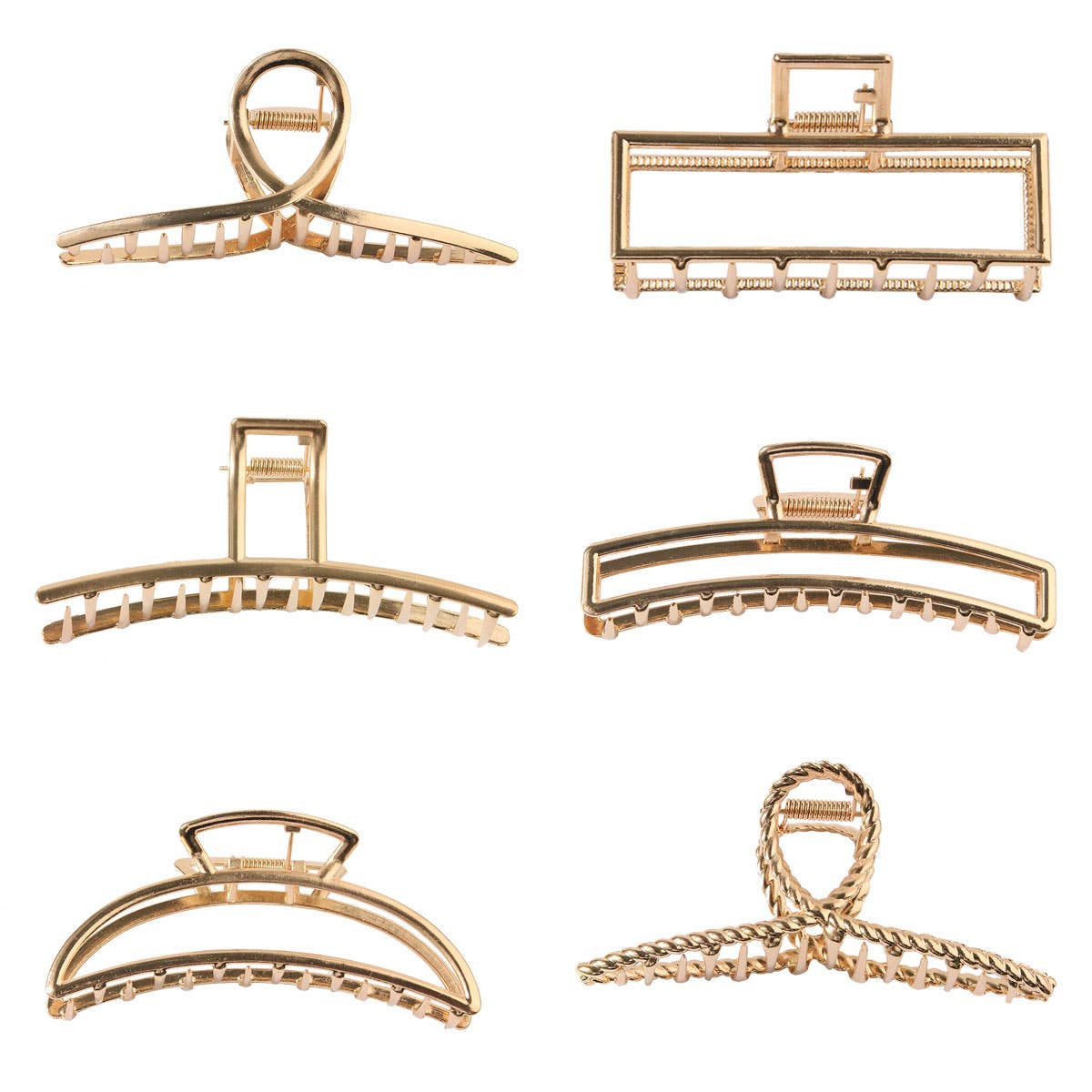 SET OF 6 GOLD METAL HAIR CLAW CLIPS_CWABE0199