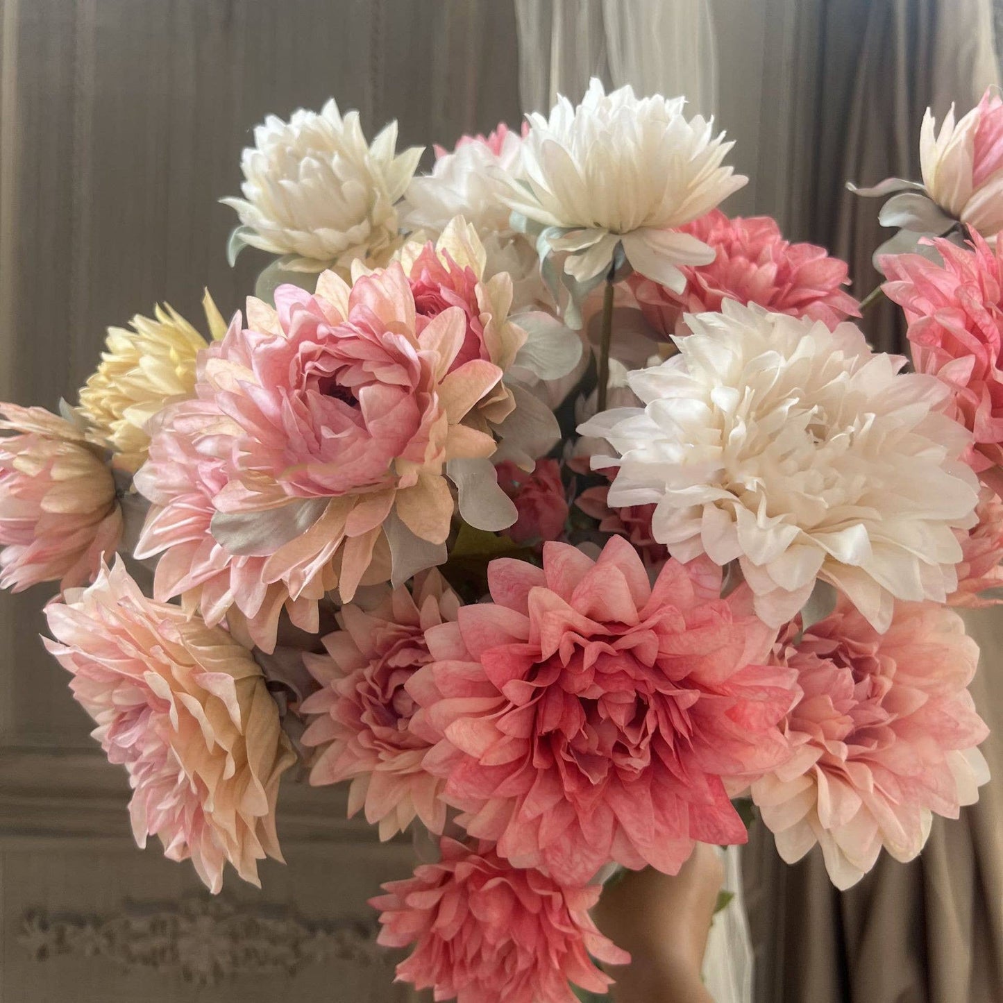 28''T Faux Silk Dahlia Flower Spray, Spring/Summer Dahlias