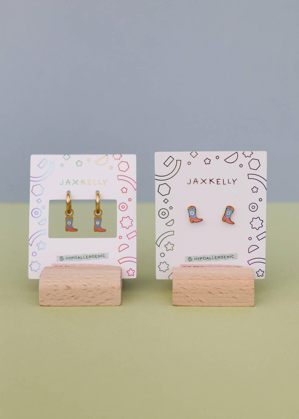 Boot Enamel Flat Back Kids Earrings