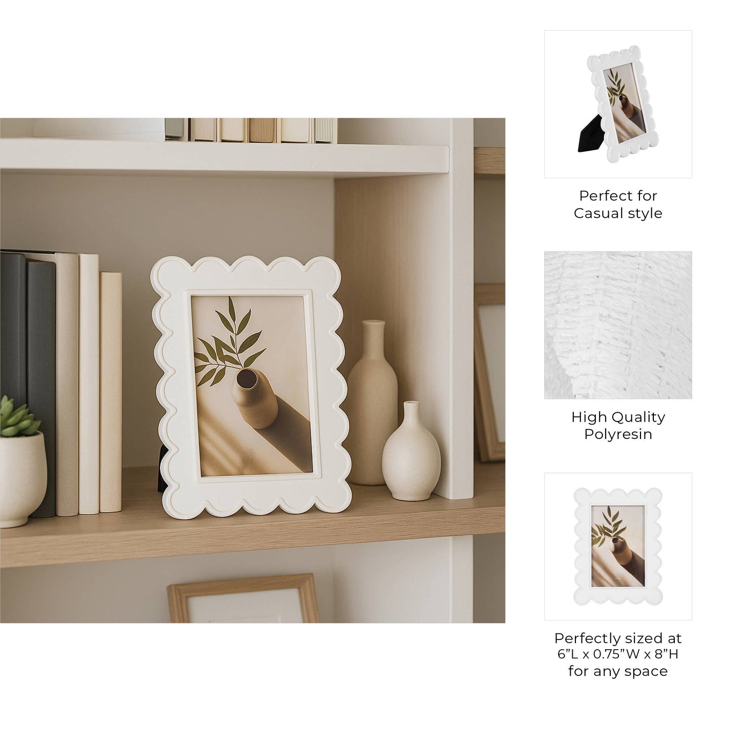 Photo Frame - Resin with Decorative Scalloped Edge