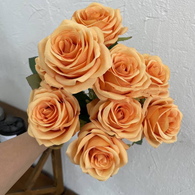 16''T Silk Rose Flower Bunch, 9 Heads, Multicolors
