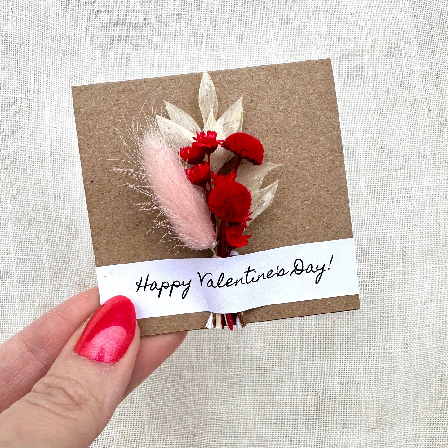 Valentine's Day Mix Mini Bouquet Cards With Dried Flowers 