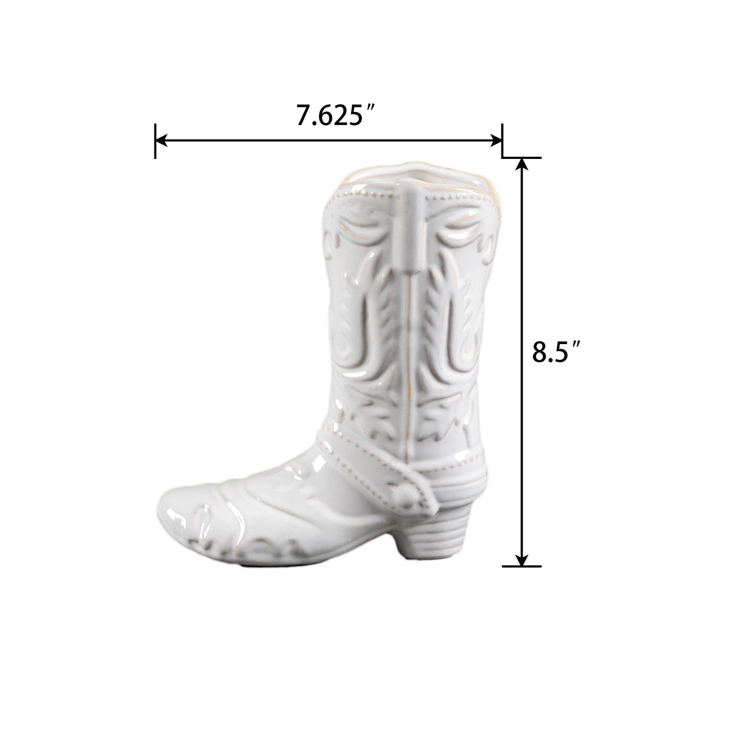 Ivory Ceramic Cow Girl Boot Vase