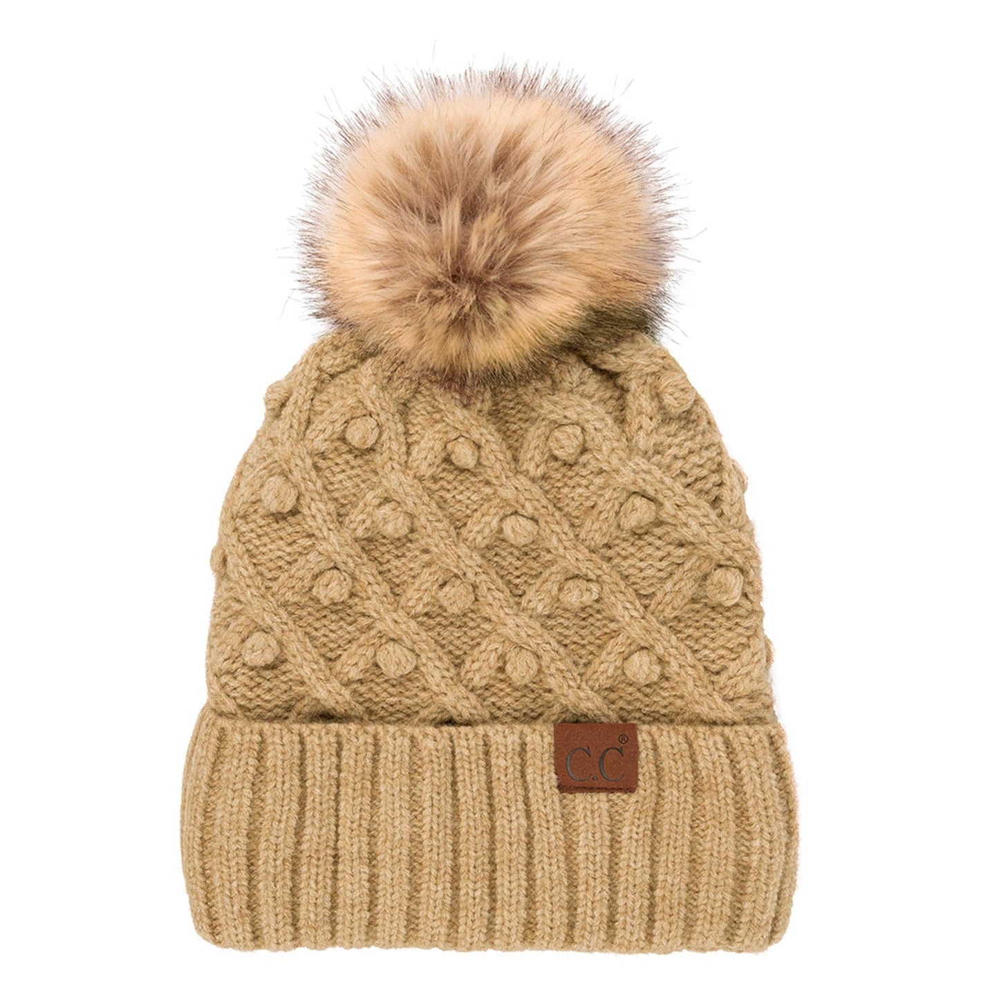 CC Crafted Pom Detail Beanie ( HAT-3836 )