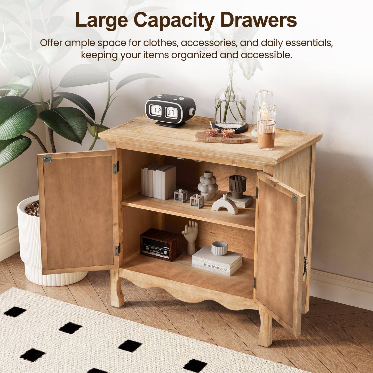 Farmhouse Storage Cabinet with Flower Pattern