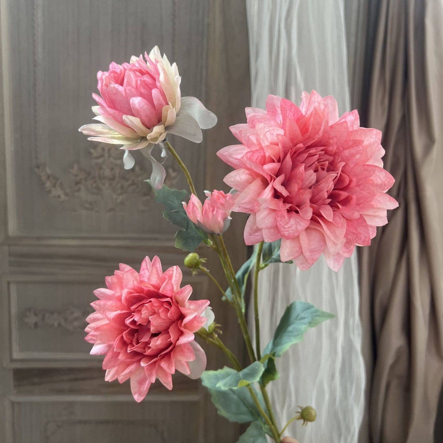 28''T Faux Silk Dahlia Flower Spray, Spring/Summer Dahlias