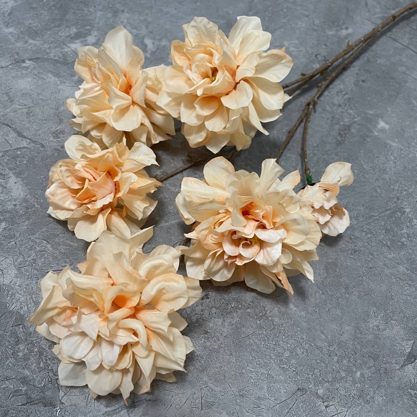 29''T Silk Hibiscus Peony Flower Stem, Boho Warm Brown Beige