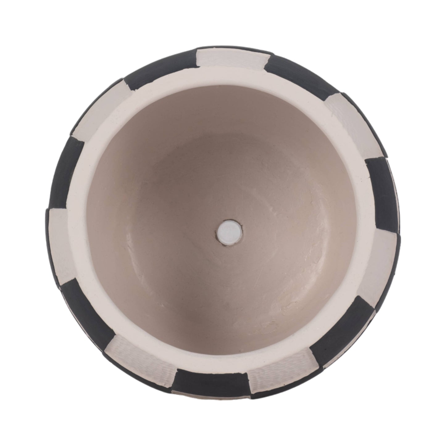 Planter - Black/White Pottery Checkerboard Rounded, 7 in.