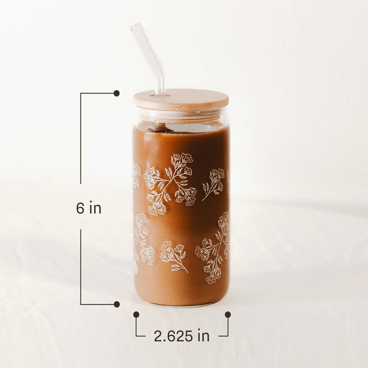 Holly 17 oz Can Glass w/ Straw & Lid - Christmas Gifts