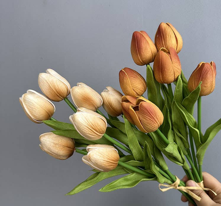 Faux PU Real Touch Tulip Flower Bunch, Spring Tulip Set of 7