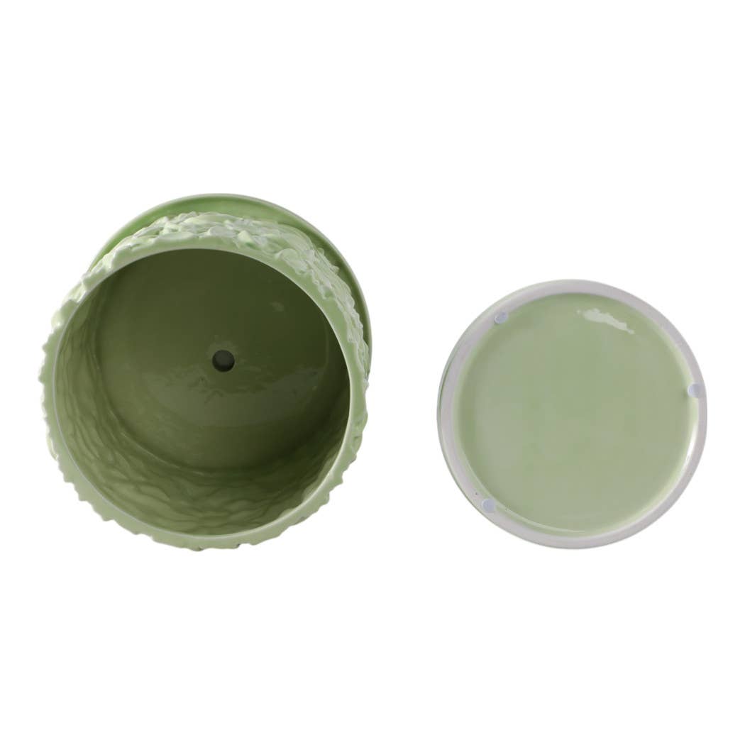 Green 6/8 in. Ceramic Daisy Flower Planter (Set of 2)