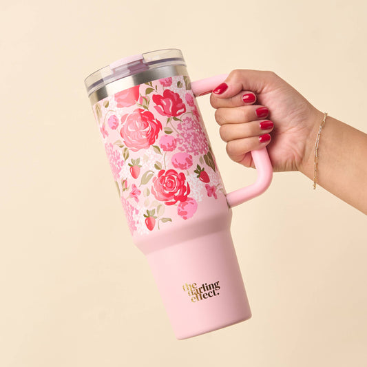 40 oz Lifestyle Flip Straw Tumbler-Rose Garden