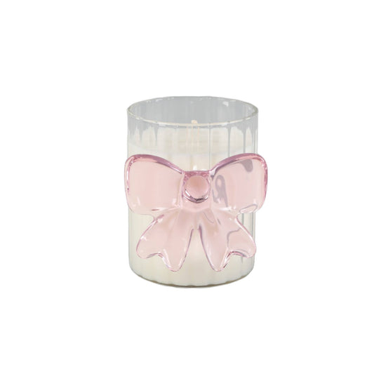 3.5"H Glass Candle w/Bow (7.1 oz) -Sparkling Champagne