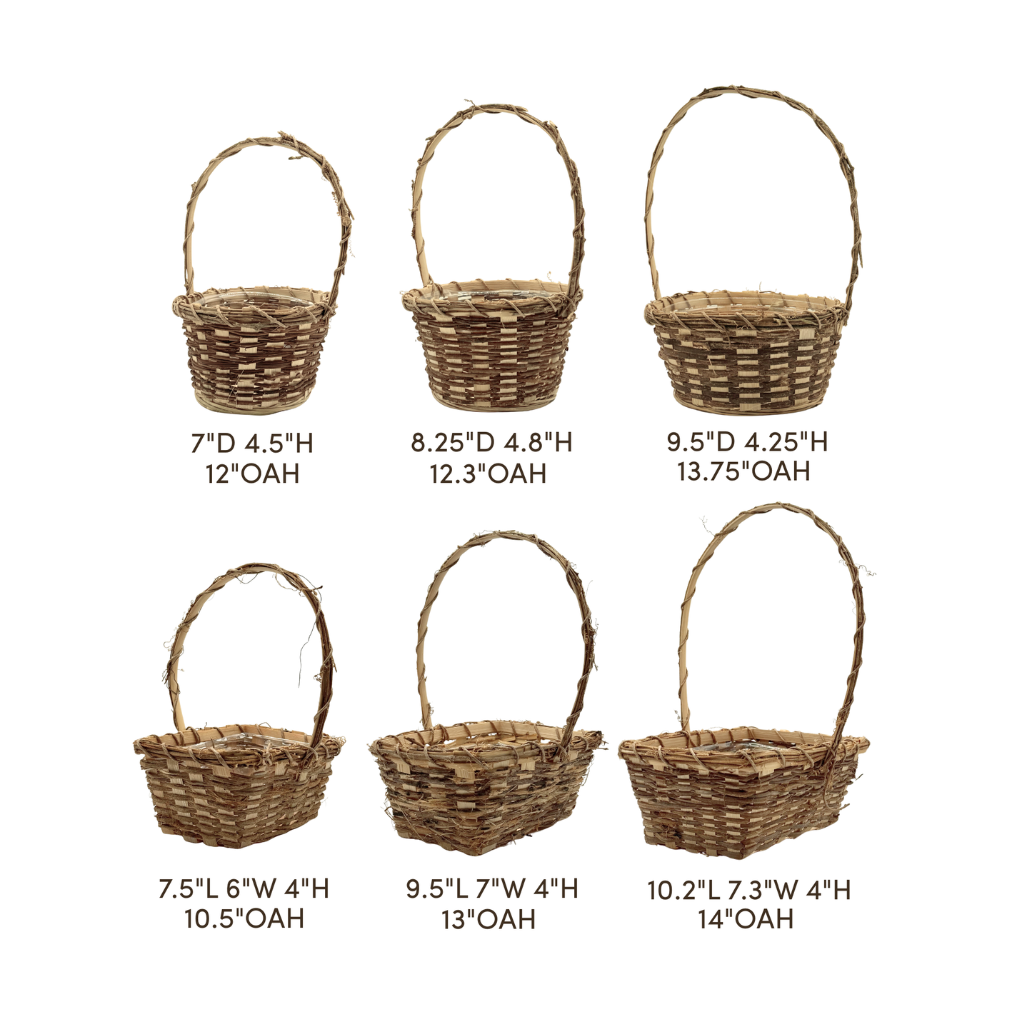 9.5"D Mixed Vine Rattan Baskets - Assorted