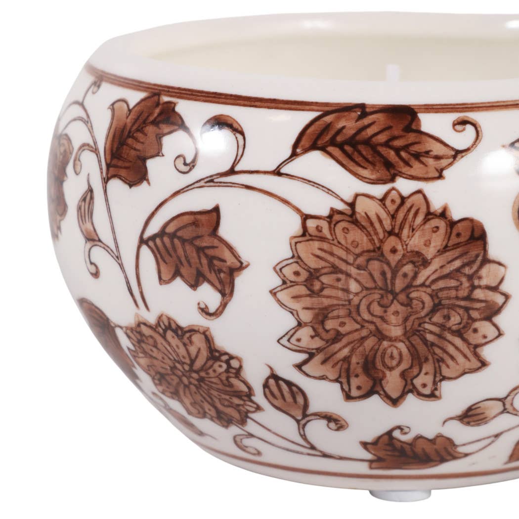 Scented Candle - Neroli Basil Wax Brown Chinoiserie, 7 Oz.