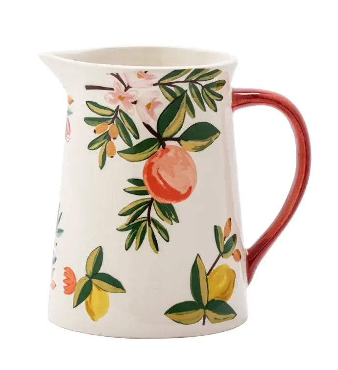 Citrus Blossom Pitcher/Vase Floral Fruit Design Item #34021