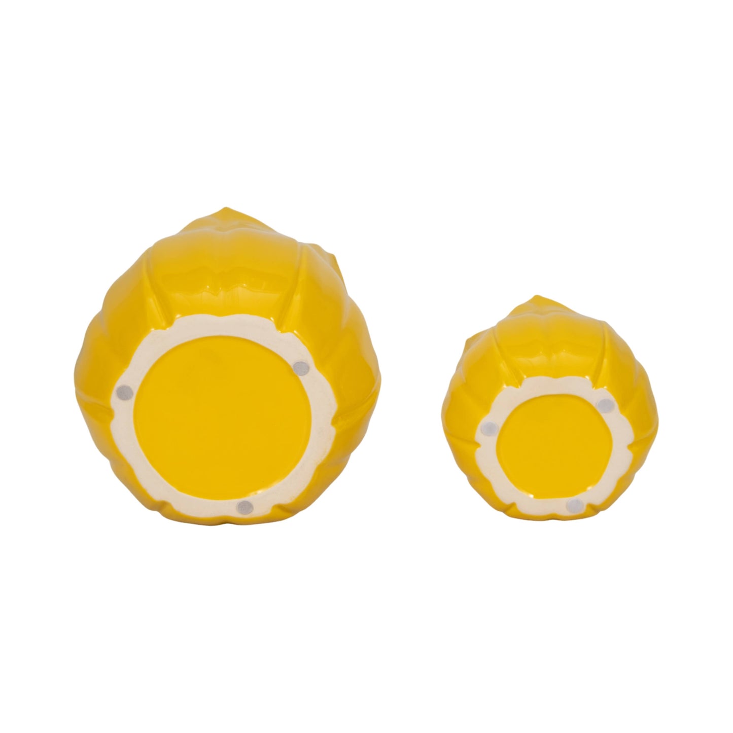 5/8 in. Yellow Petal Stoneware Planters (Set of 2)