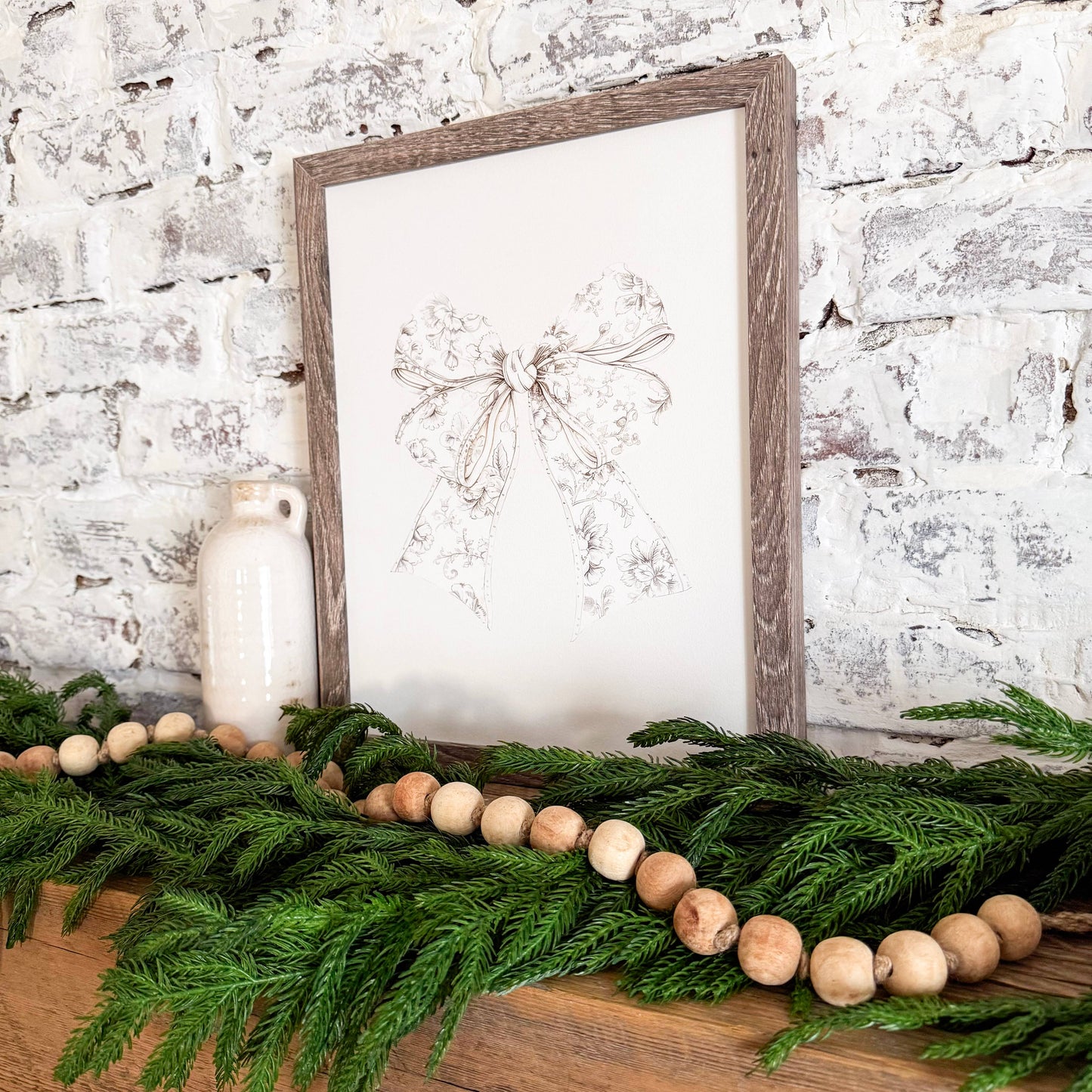 Vintage Neutral Bow Wood Sign