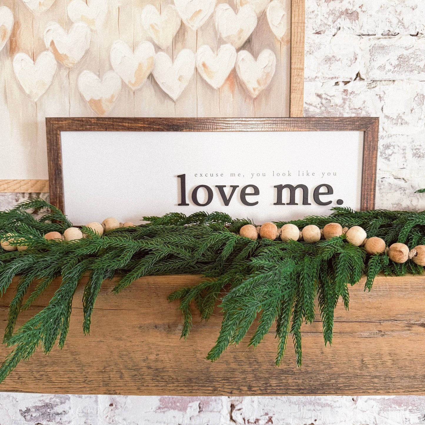 White Balloon Hearts Valentines Day Wood Sign - Rectangle